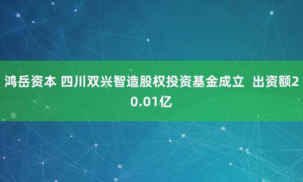 鸿岳资本 四川双兴智造股权投资基金成立  出资额20.01亿